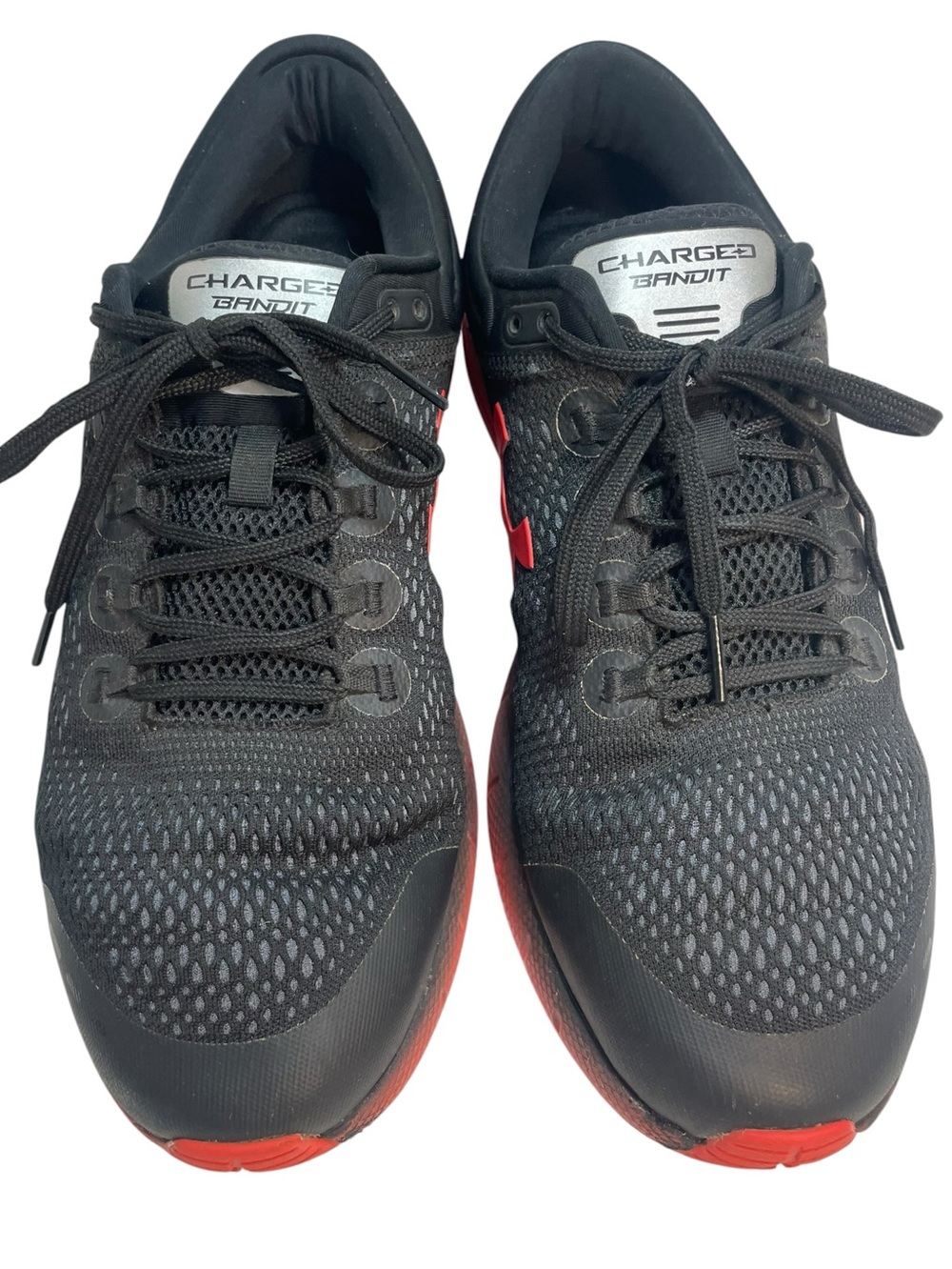 Under Armour Charged Bandit Running Shoes Black with Red Accents Mens Size 10.5